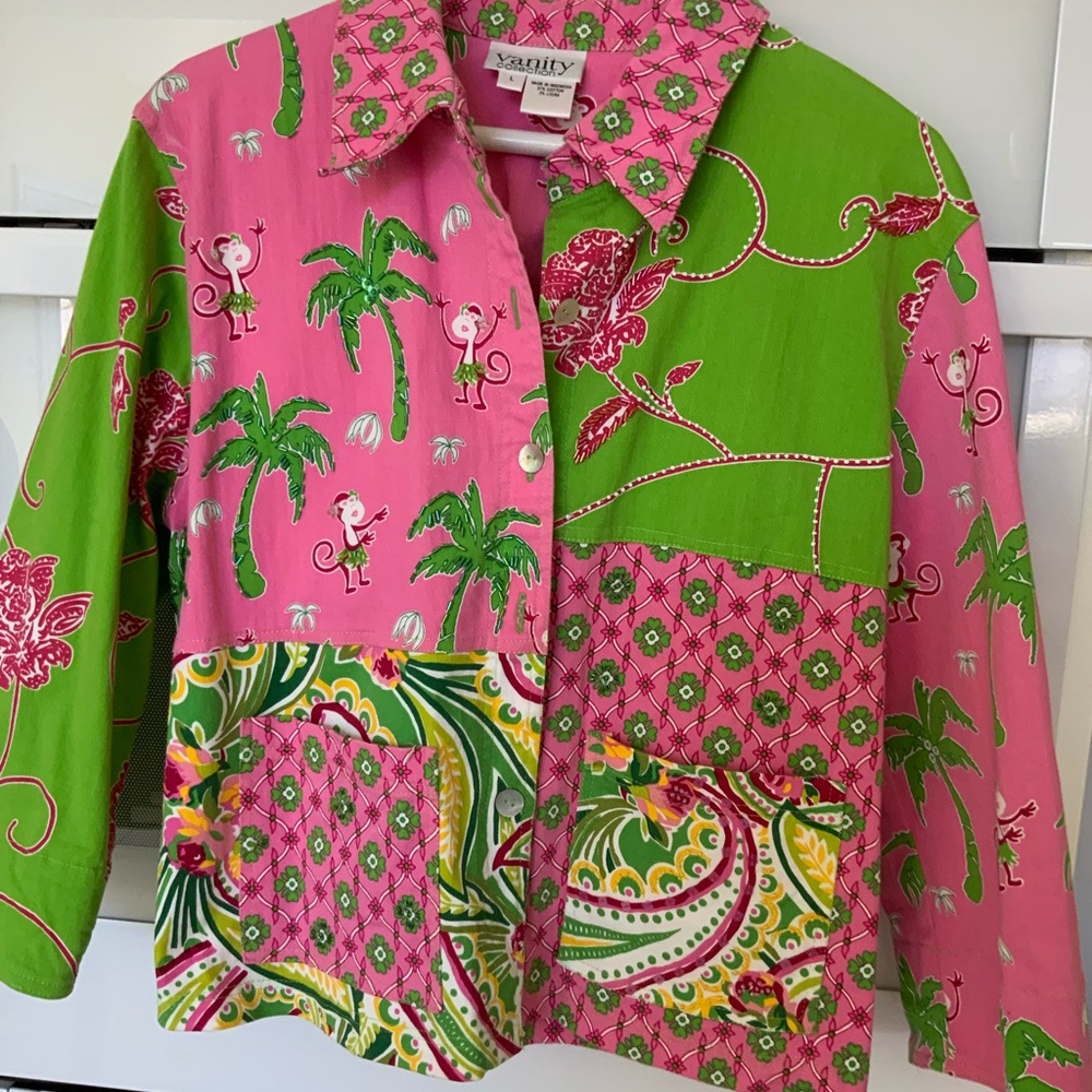 Vineyard Vines Women's Pink and Green Jacket
